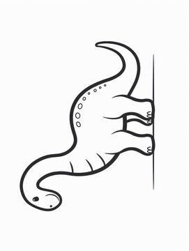black and white dinosaur peeking around corner clip art preview
