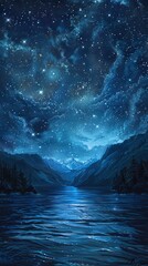 Fototapeta premium Midnight Sky Starry Night Texture Background, 4K hyperrealistic photo