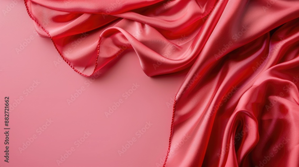 Aufkleber Silk fabric in red on a pink backdrop with room for text