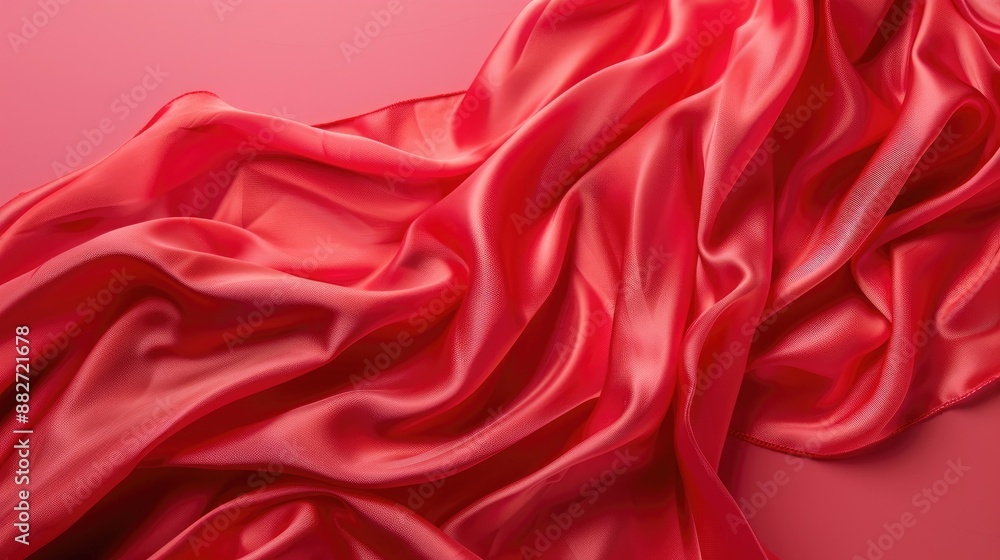 Aufkleber Silk fabric in red on a pink backdrop with room for text