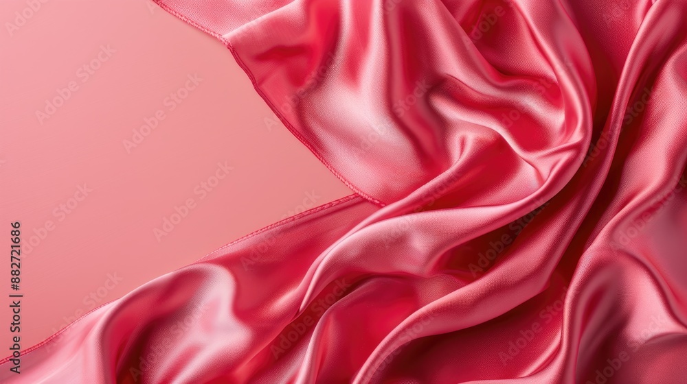 Aufkleber silk fabric in red on a pink backdrop with room for text