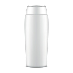 Shampoo bottle white plastic container with lid hygiene cosmetic product mock up realistic vector