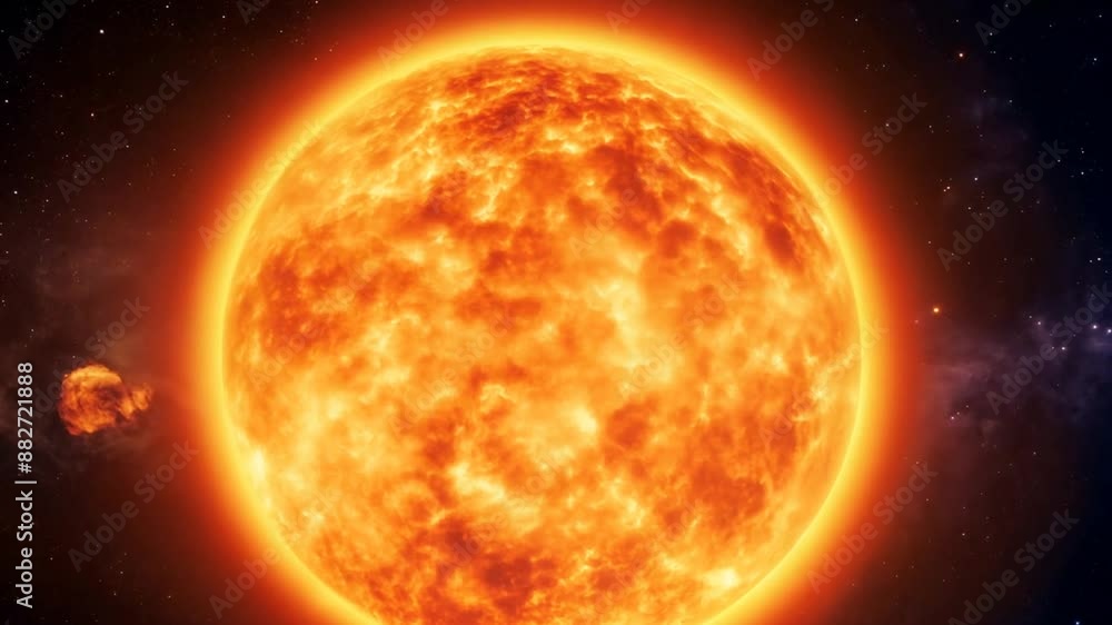 Poster sun and a distant asteroid generative ai