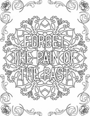 Printable mandala coloring page for kids and adults with positive quote for self love and self care. it helps to struggle against life to enjoy the tough journey
