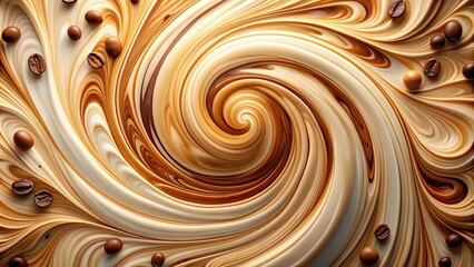 Creamy milk and coffee swirls background, beverage, latte art, creamy, delicious, smooth, espresso, cappuccino, abstract, texture