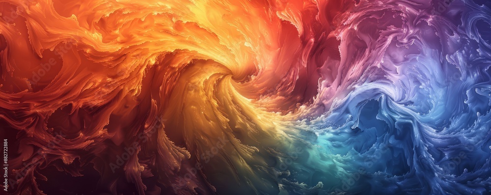 Poster a swirl of vibrant colors blending together, creating a mesmerizing pattern.