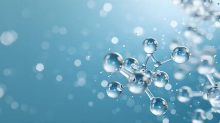Molecular Structure Water Droplets Macro Blue Background
