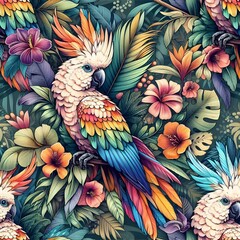 Fototapeta premium Colorful cockatoo pattern design