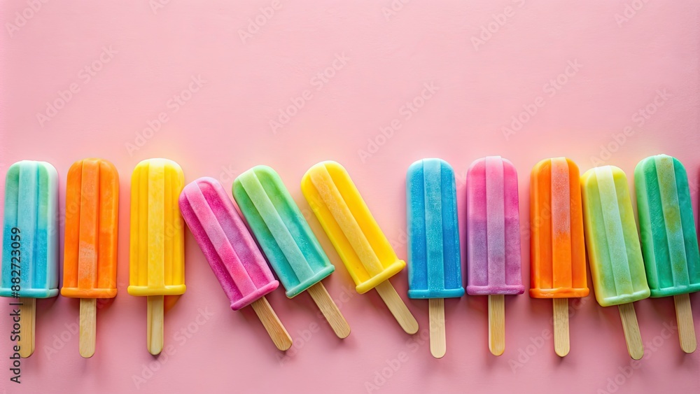 Canvas Prints Colorful ice cream sticks on pastel colored background, ice cream, sticks, pastel, colors, colorful, background, dessert, treat