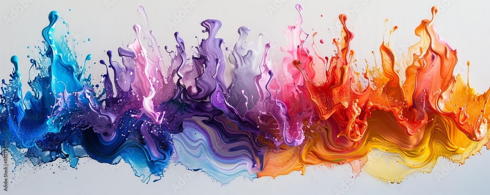 Poster a splash of paint on a canvas, its colors bleeding and blending into each other.