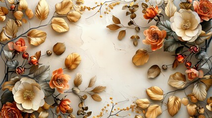 Elegant picture frame featuring floral accents and a gold finish, perfect for decorating any space.