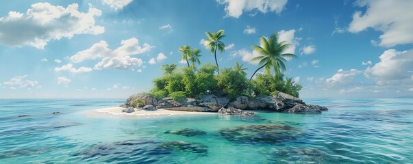 Tropical Island with Pristine Beach, 4K hyperrealistic photo