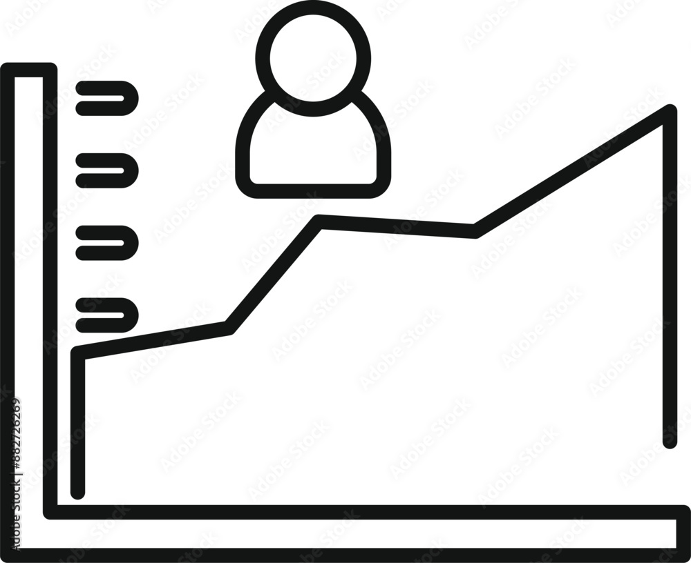 Aufkleber line chart representing positive business results with user icon