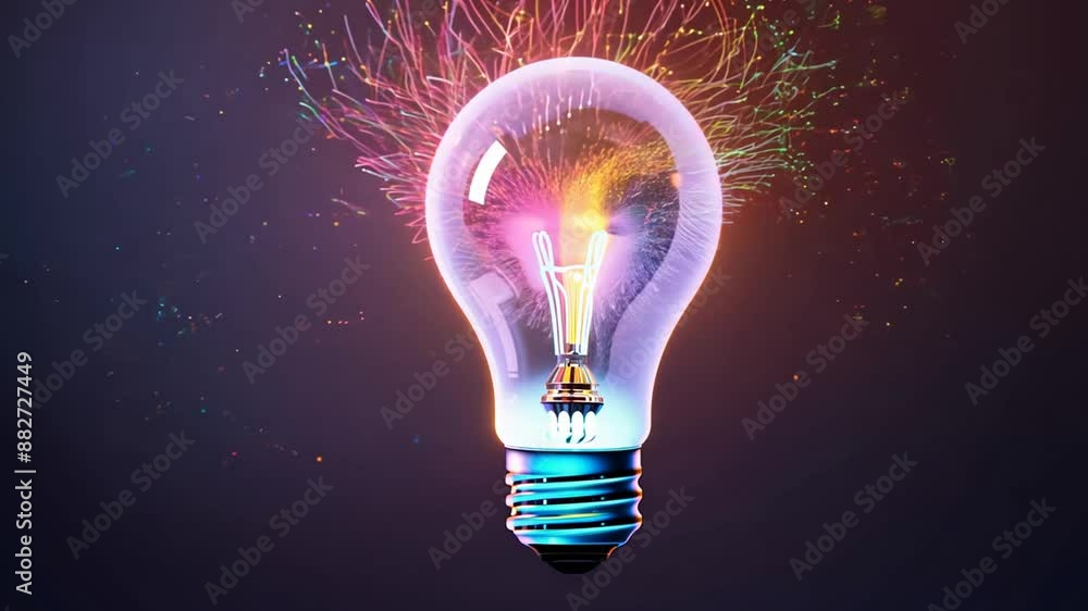 Aufkleber bright lightbulb with colorful sparks generative ai