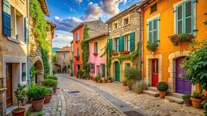 Fototapeta premium Quaint Proven?al village in southern France with colorful buildings and cobblestone streets, Provence, France, village