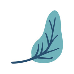 Folk plant. Simple turquoise leaf. Autumn botany. Minimalist style. Flat vector