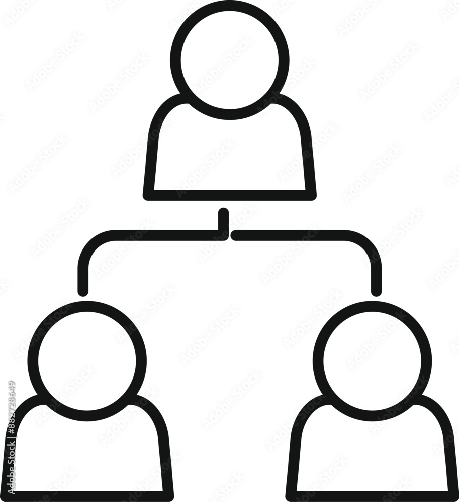 Poster this simple icon represents a manager communicating and coordinating with his team to achieve a comm