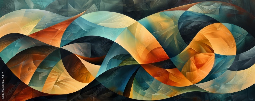 Aufkleber a series of geometric shapes overlapping and intersecting, creating a sense of movement and dynamism