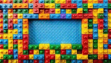 Plastic toy blocks background creating a blank brick structure, toy, blocks, building, plastic, background, wall, frame