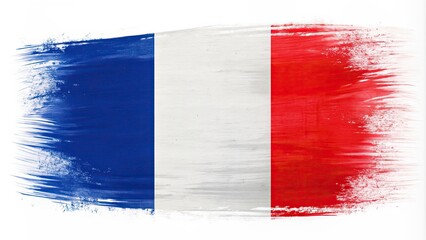 France flag painted in brush strokes , French, flag, brush strokes, paint, artistic, textured, national symbol, tricolor, red, white