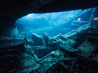 SS Thistlegorm Sunken WW2 Ship Wreck Cargo Hold Interior