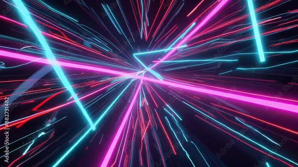 Aufkleber abstract neon lines background generative ai