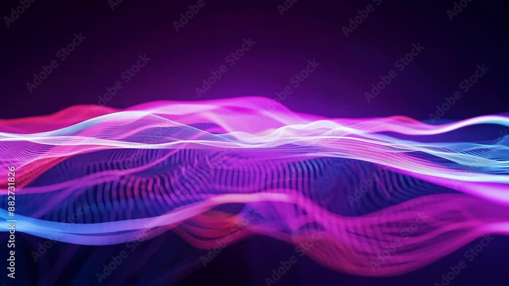 Poster glowing neon waves and bokeh lights generative ai