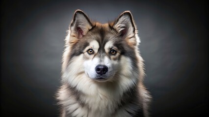 Pomsky dog posing in a professional studio setting, pomsky, dog, pet, hybrid, studio, portrait, cute, fluffy, animal