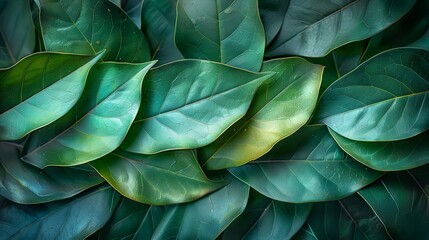 Abstract green leaf texture, nature background, tropical leaf