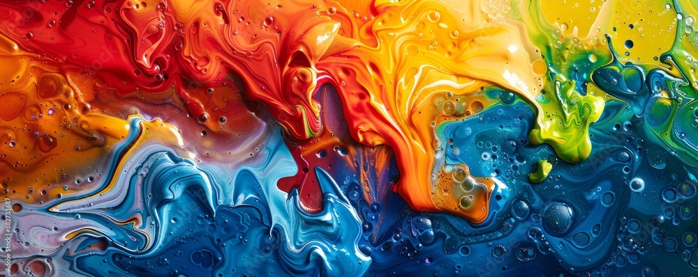 Aufkleber a splash of paint on a canvas, its colors bleeding and blending into each other.