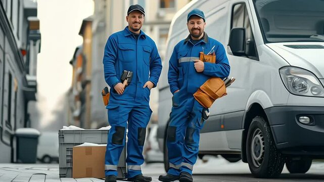 Smiling Repairman With Toolbox And Cable
