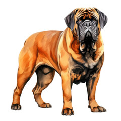 Illustration of Mastiff  Dog,  Mightly Taskmasters in white background.