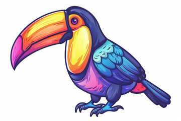 Obraz premium Pastel Toucan Design on White Background