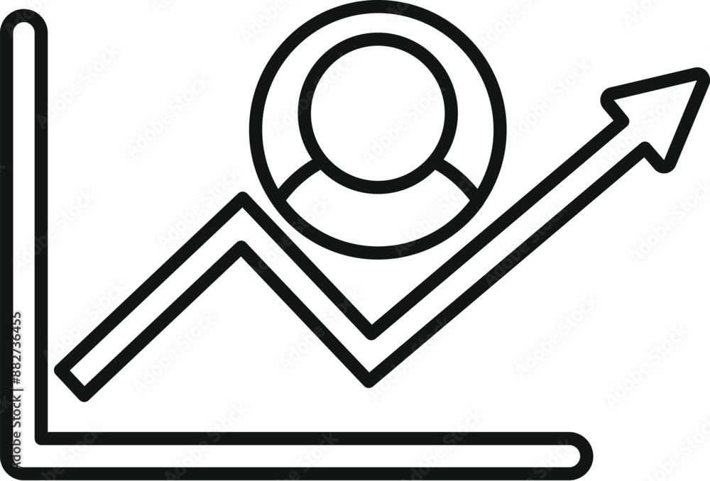 Poster line graph showing personal growth represented by an upward arrow going through a circle with a pers