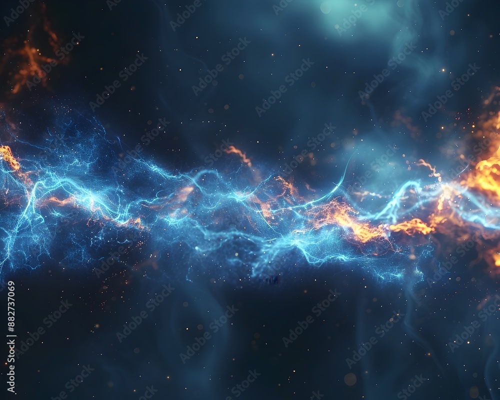 Poster surging electric current visualizing dynamic energy flow in futuristic abstraction