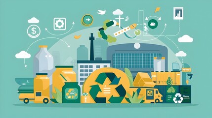 Sustainable Industrial Ecosystem with Recycling and Green Energy