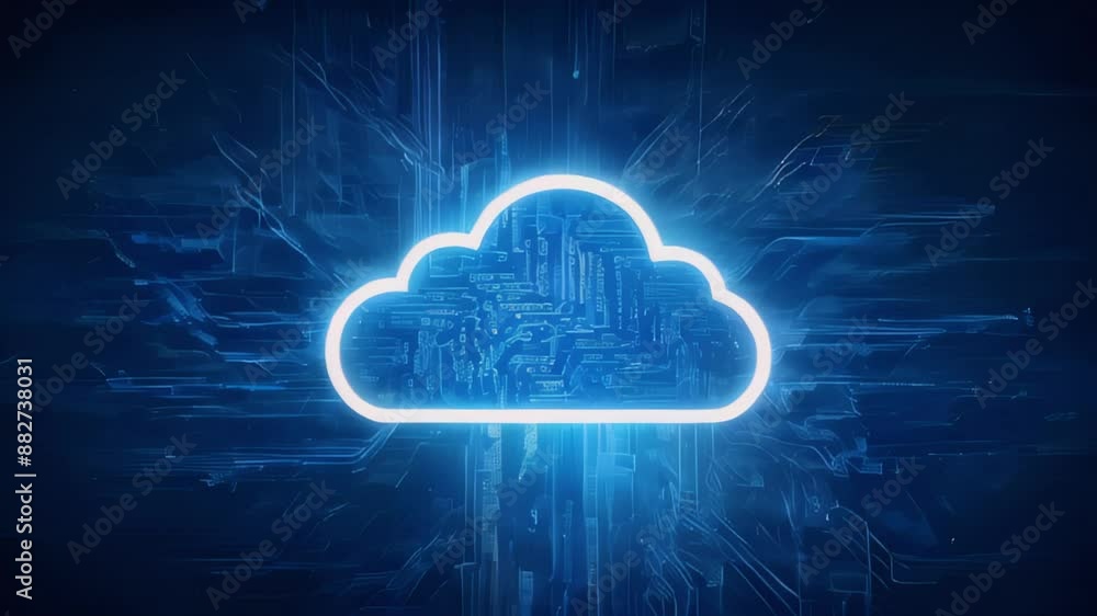 Poster futuristic cloud computing concept with digital circuits.