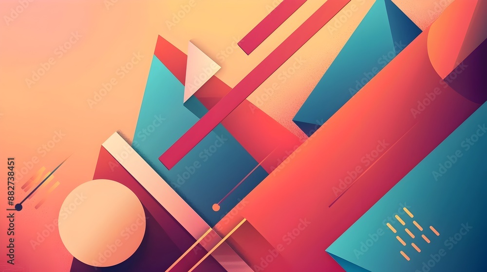 Aufkleber vibrant geometric composition with overlapping colored shapes and patterns
