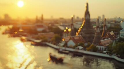 Obraz premium defocused bangkok background, gradient color, copy space, banner, perfect for advertisement