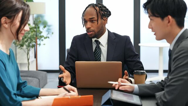 Multinational businesspeople meeting in office. International business.