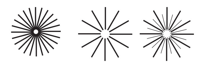 Sunburst element. Radial stripes background. Sunburst icon collection. Retro sunburst design. Vector illustration
