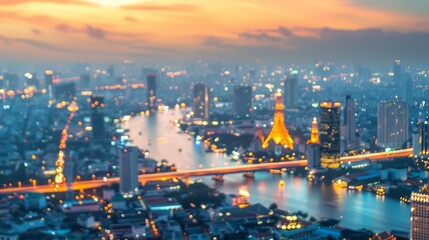 Fototapeta premium defocused bangkok background, gradient color, copy space, banner, perfect for advertisement