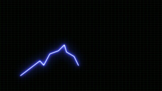 Market Recovery Concept. Successful growth trend blue line graph going Up.Abstract neon line arrow down business graph icon animation.