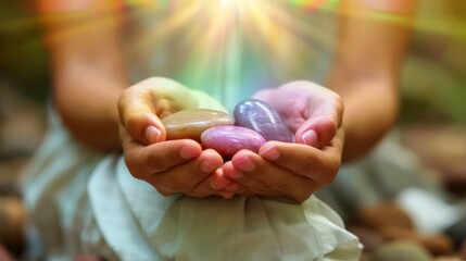 hands reach skyward, bathed in light, suggesting a connection between human prayer and a universal energy