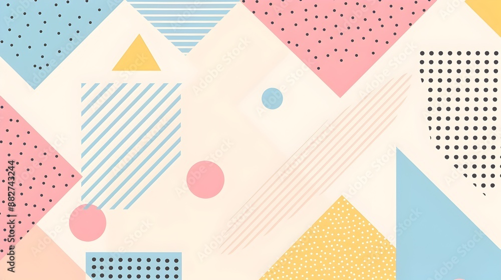 Aufkleber minimal pastel geometric pattern banner in flat design horizontal layout
