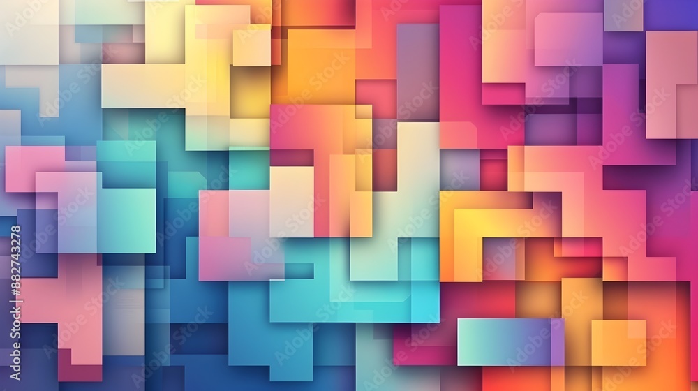 Poster vibrant geometric mosaic with gradient effects in dynamic composition