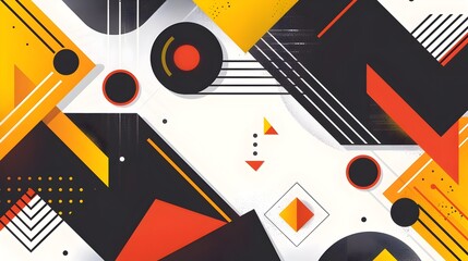 Obraz premium Bold Geometric Shapes with Contrasting Colors,Flat Design Horizontal Banner