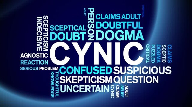 Cynic animated word cloud;text design animation tag kinetic typography seamless loop.