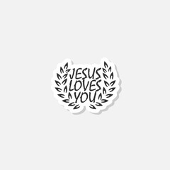  Jesus loves you icon sticker isolated on gray background