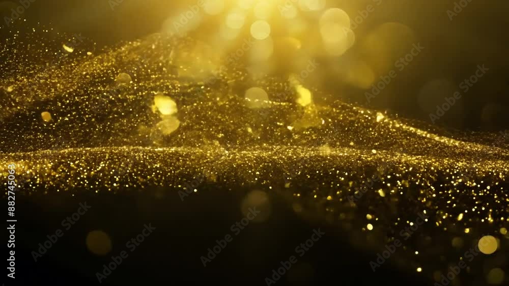 Poster golden glitter bokeh background generative ai
